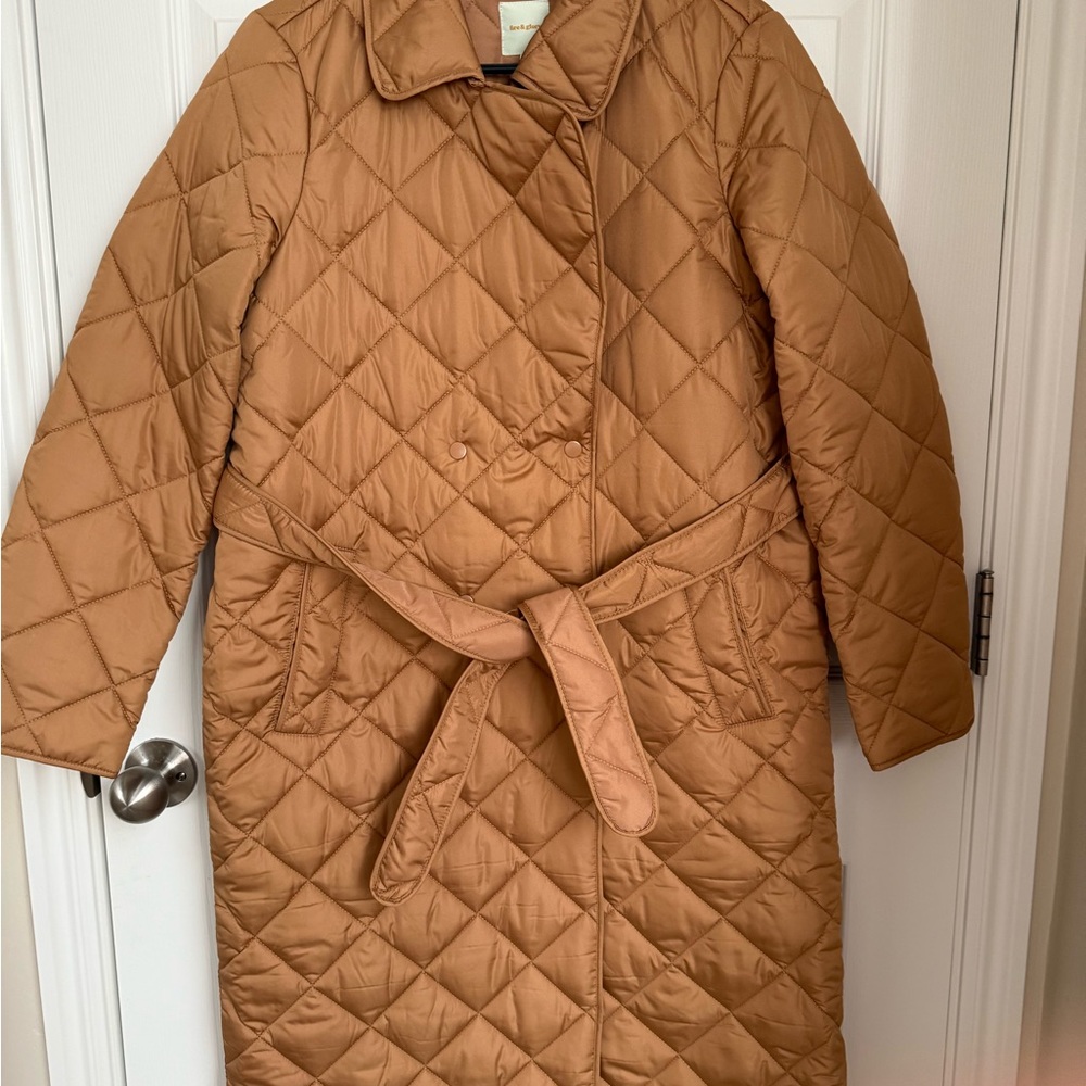 Quilted Tan Long Coat